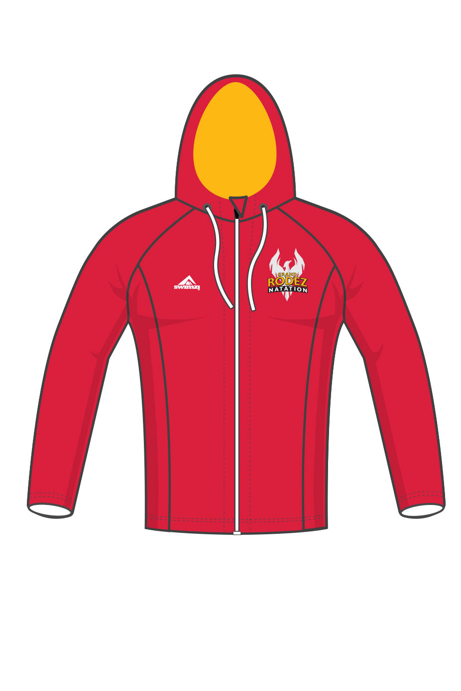 Rodez Natation Kids Unisex Zipped Performance Hoodie - Red image 0