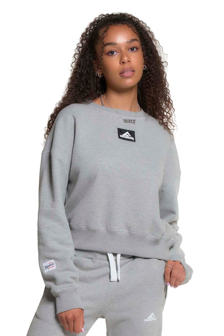 Kids Blizzard Grey Crew Neck Crop Sweat
