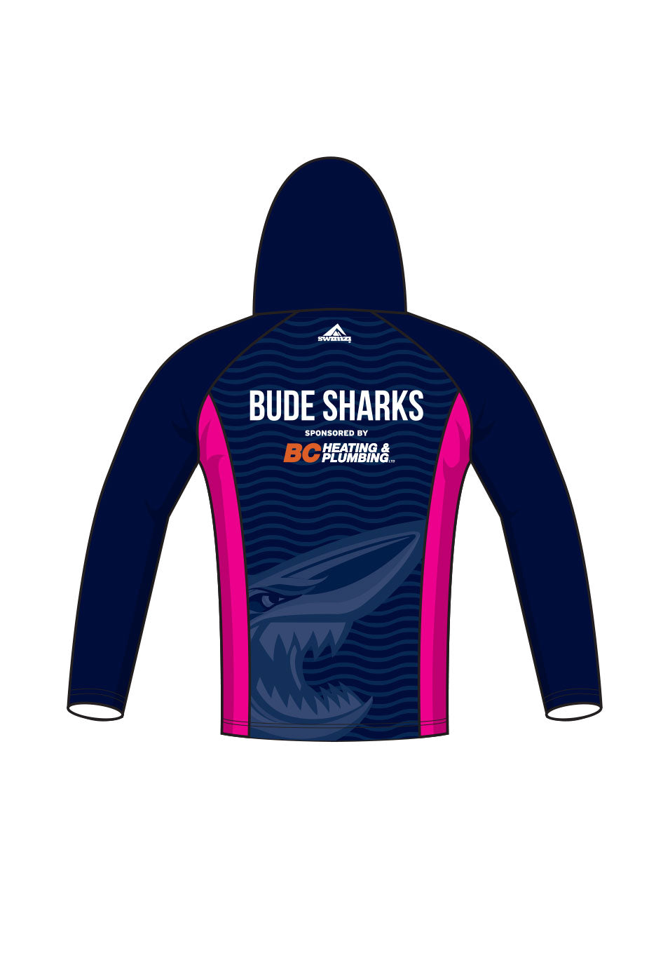 Bude Sharks Kids Unisex Winter Pullover Performance Hoodie Navy