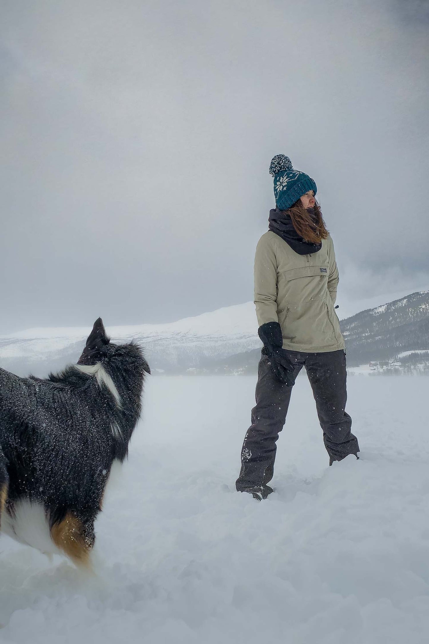 Teal Flora Nordic Knit Hat