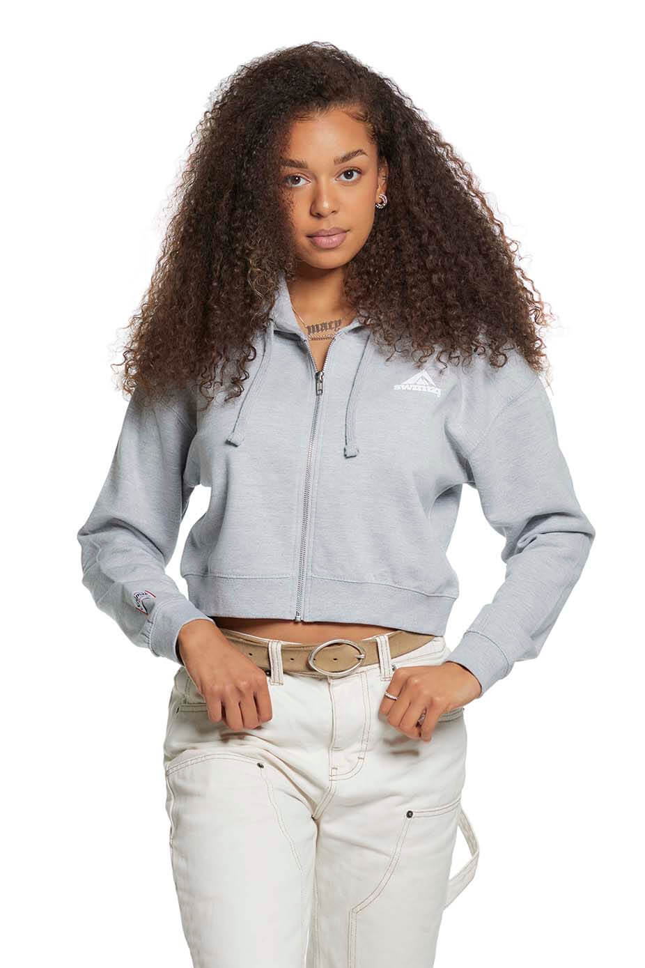Heather Grey - Cropped Zipped Hoodie