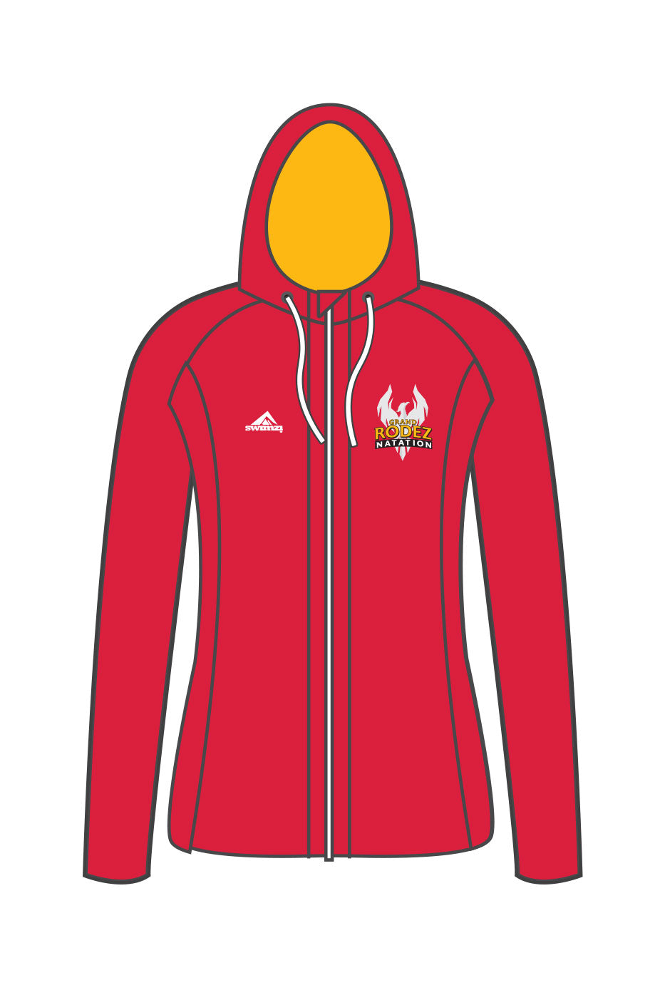 Rodez Natation Kids Female Zipped Performance Hoodie - Red image 0
