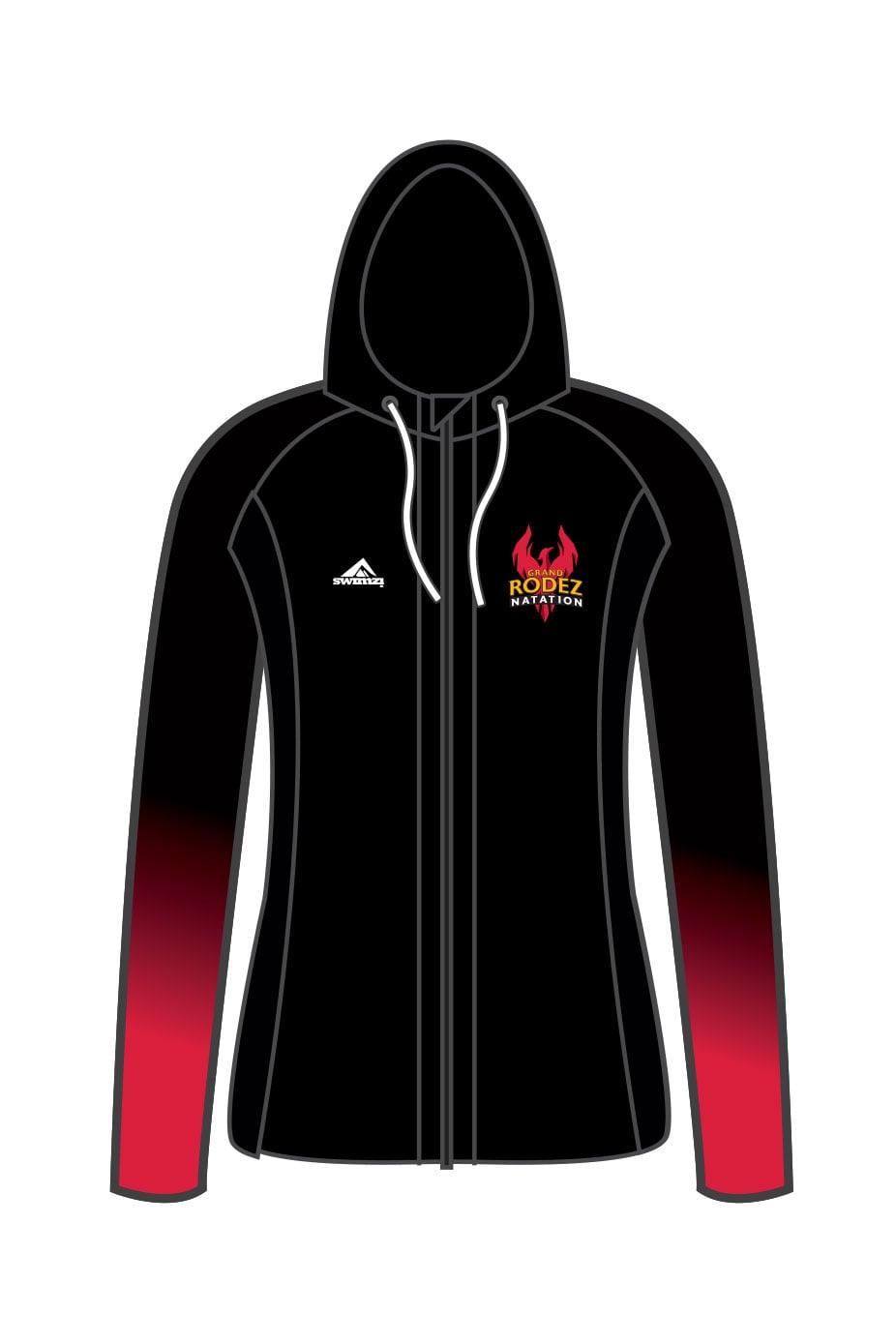 Rodez Natation Kids Female Zipped Performance Hoodie - Black image 0