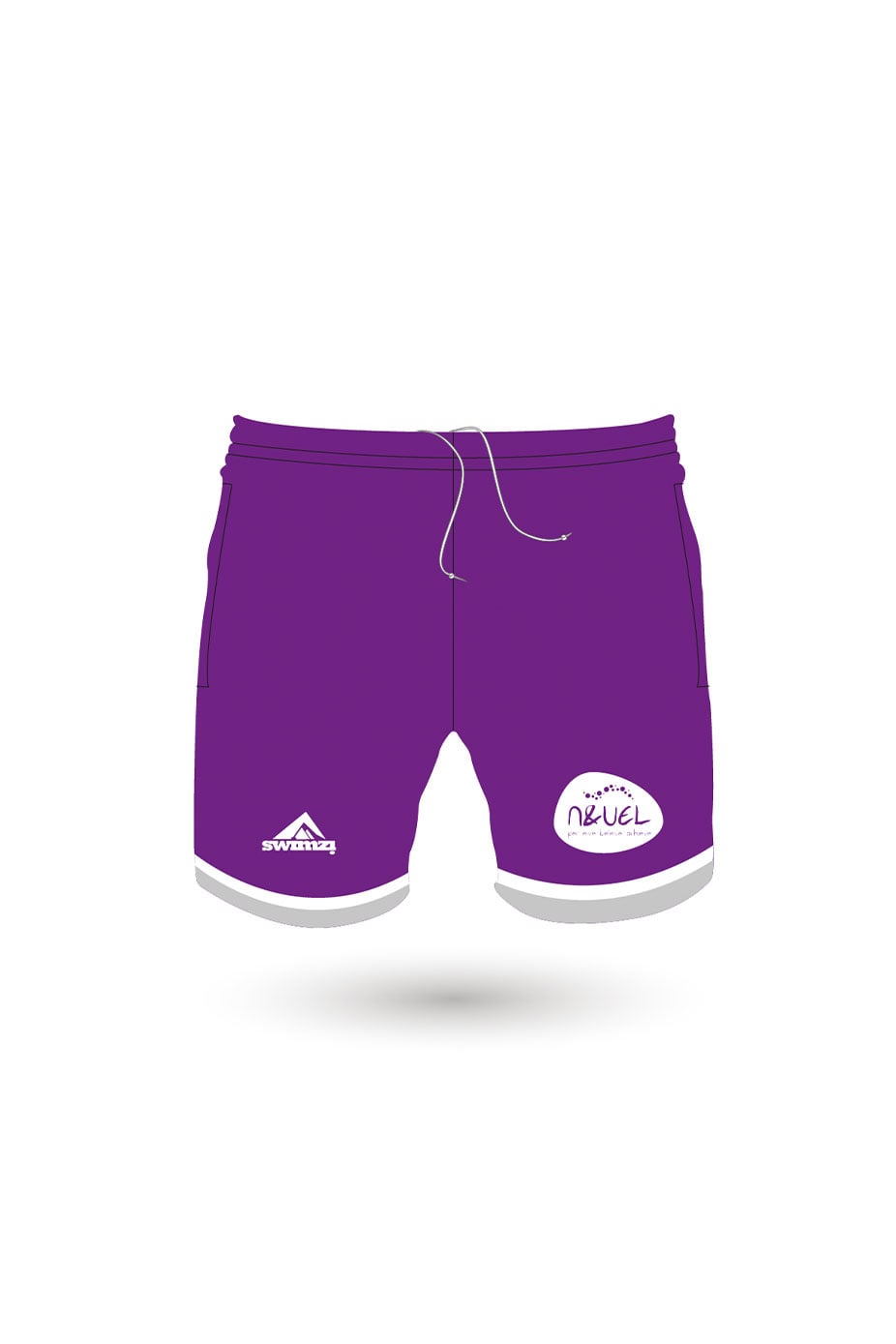 Newham amp University of East London Swimming Club Kids Unisex Sport Shorts - Zipped Pockets - Purple image 0