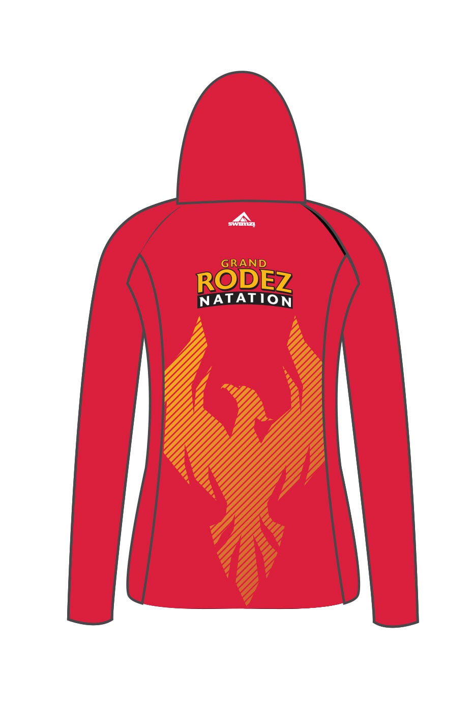 Rodez Natation Adult Female Zipped Performance Hoodie - Red image 1