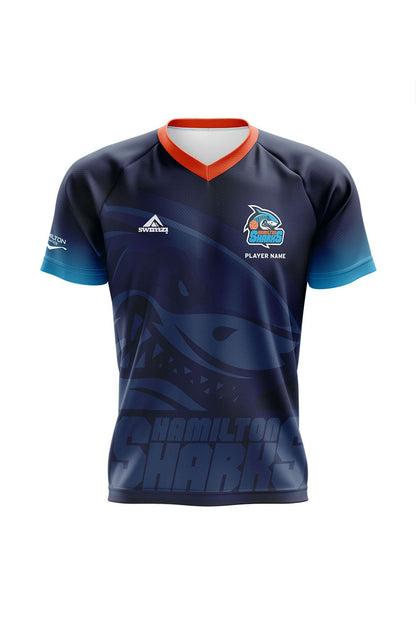 Hamilton Aquatics Adult Unisex Hamilton Sharks Club Shirt - V-Neck image 0