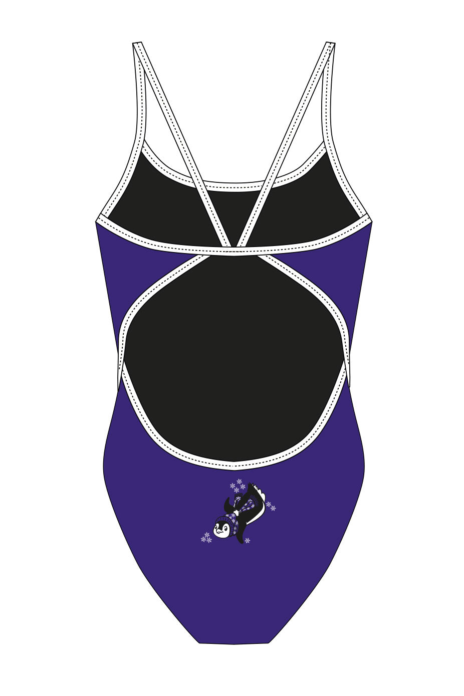 Polar Bear Challenge Adult Female Penguin Thinstrap Swimsuit - Purple image 1