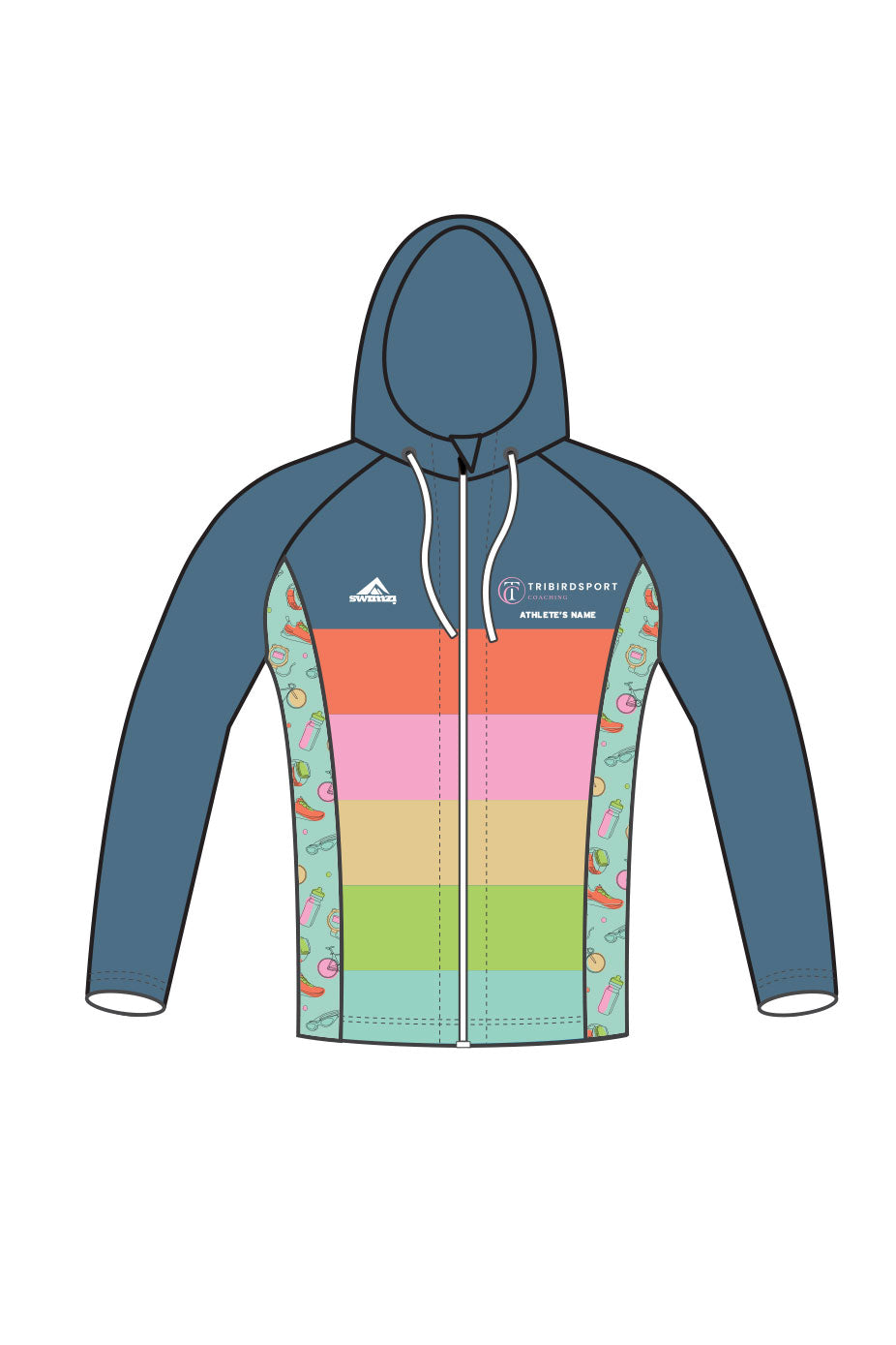 Tribirdsport Coaching Adult Unisex Zipped Performance Hoodie - Blue image 0