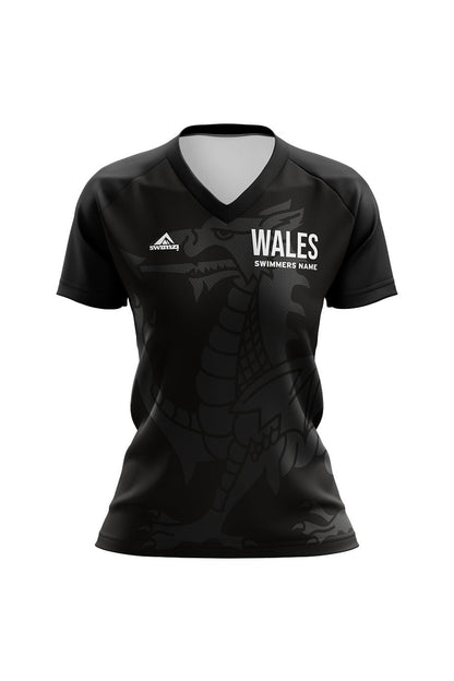 RLSS Wales Lifesaving Team Adult Female Club Shirt - Black - V-Neck image 0