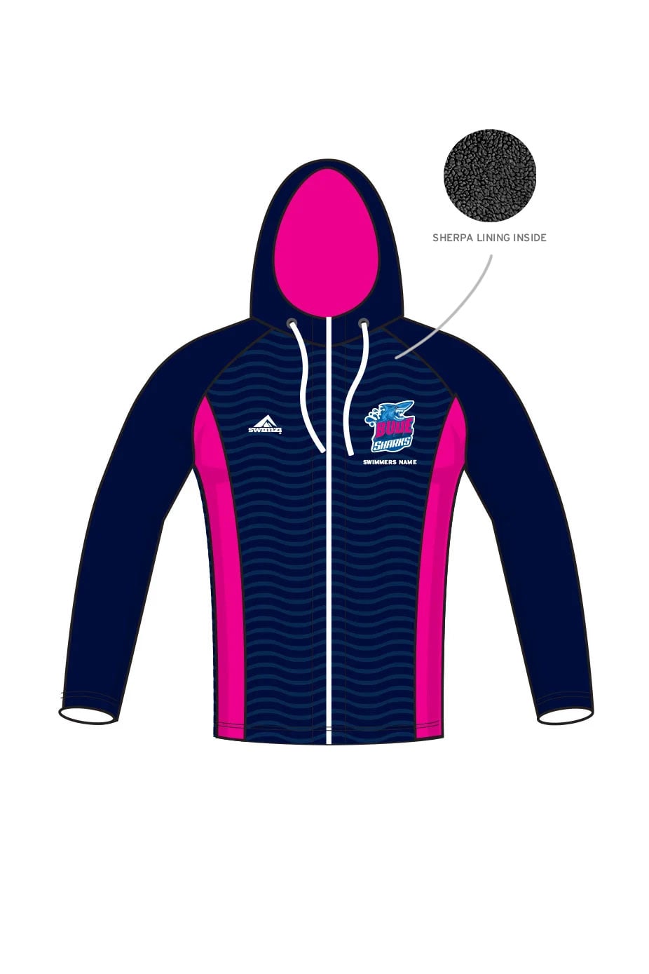 Bude Sharks Adult Unisex Winter Zipped Performance Hoodie - Navy image 0
