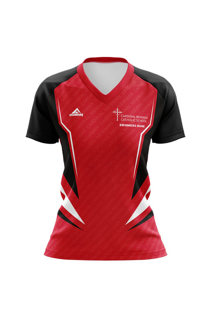 Schools Swimming Super League Kids Female Cardinal Newman Club Shirt - V-Neck image 0