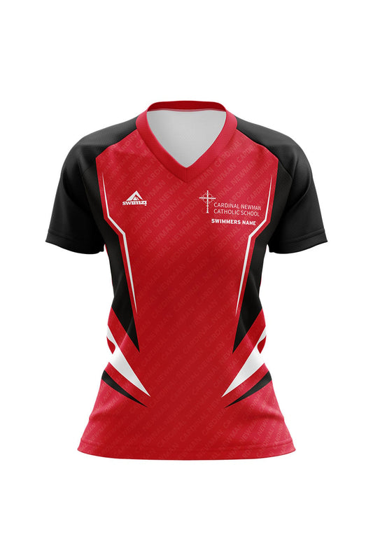 Schools Swimming Super League Kids Female Cardinal Newman Club Shirt - V-Neck image 0