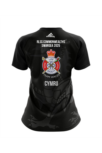 RLSS Wales Lifesaving Team Adult Female Club Shirt - Black - V-Neck image 1