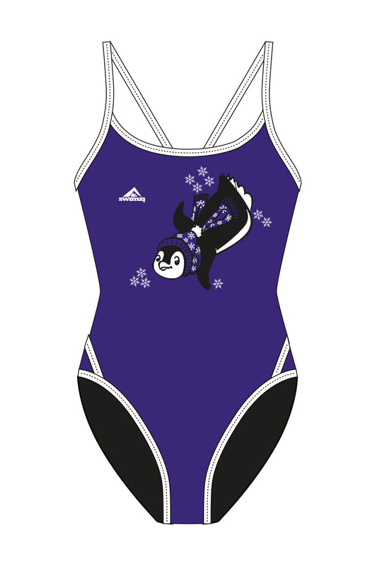 Polar Bear Challenge Adult Female Penguin Thinstrap Swimsuit - Purple image 0