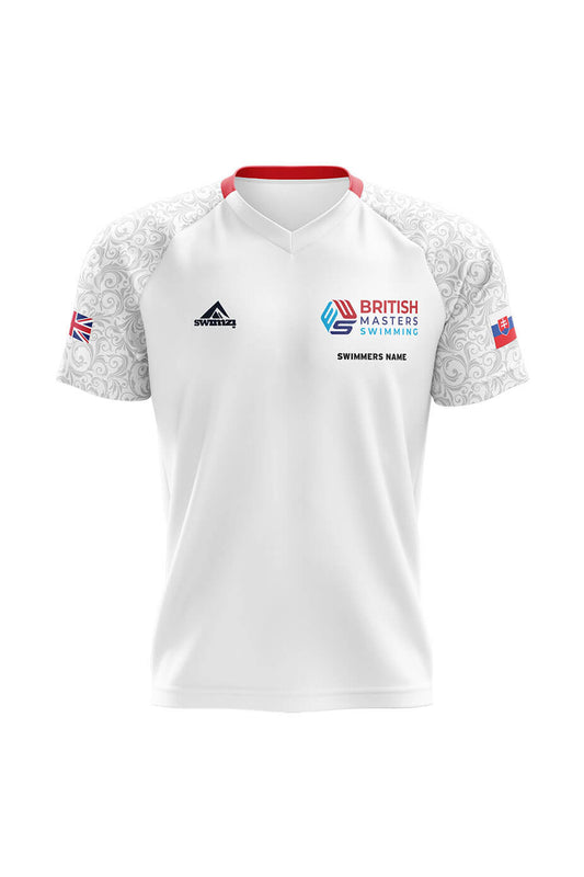 British Masters Swimming Adult Unisex Club Shirt - V-Neck - White image 0