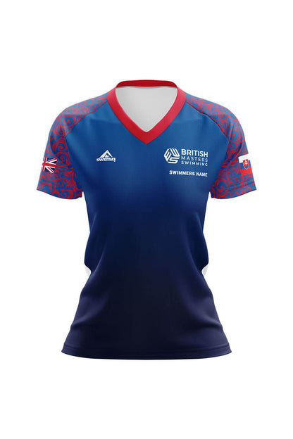 British Masters Swimming Adult Female Club Shirt - V-Neck - Navy image 0