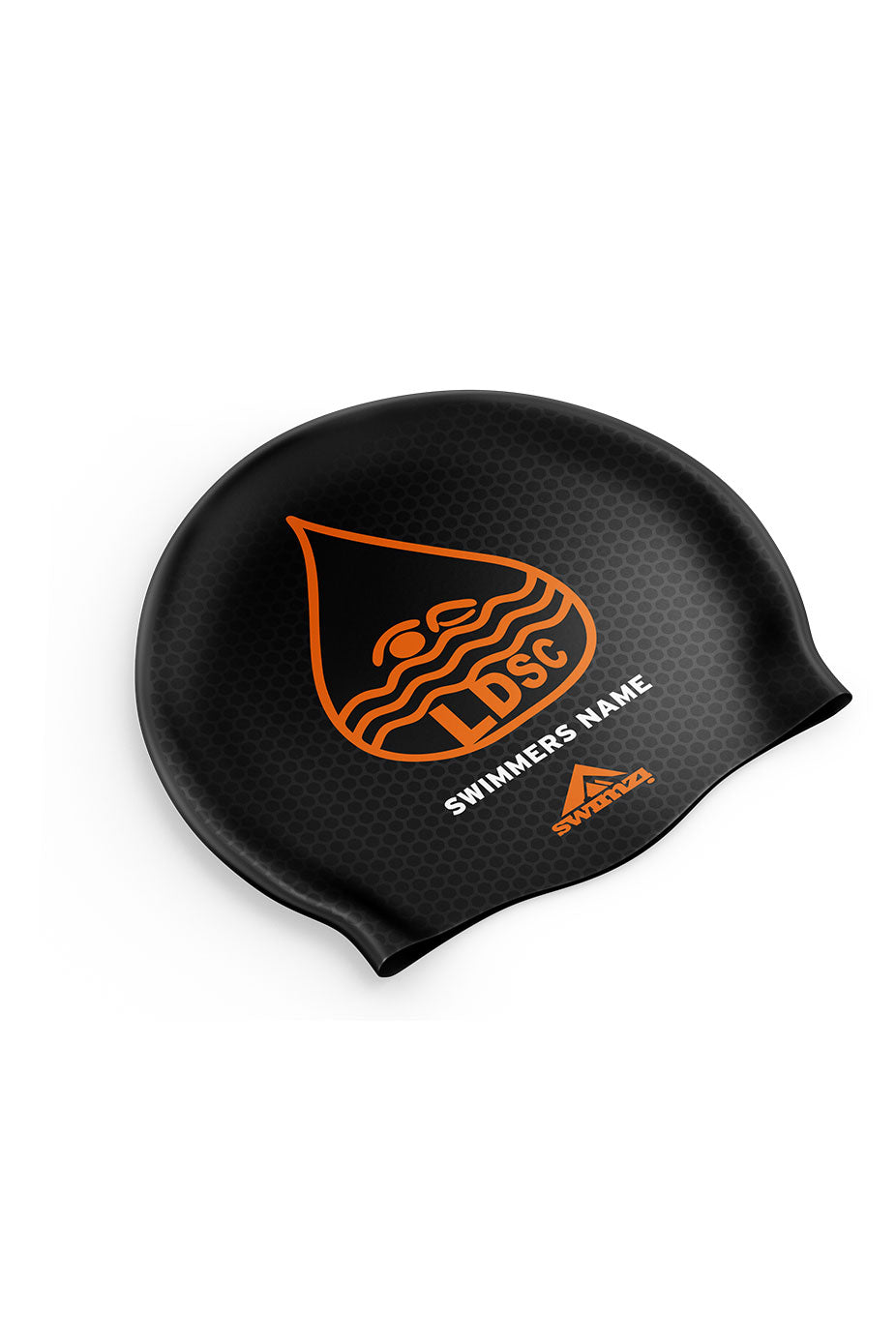 Unisex Club Swim Cap - Silicone Suede - Black/Orange image 0