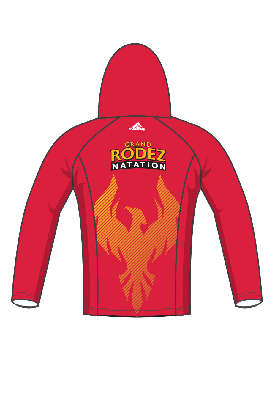 Rodez Natation Adult Unisex Zipped Performance Hoodie - Red image 1