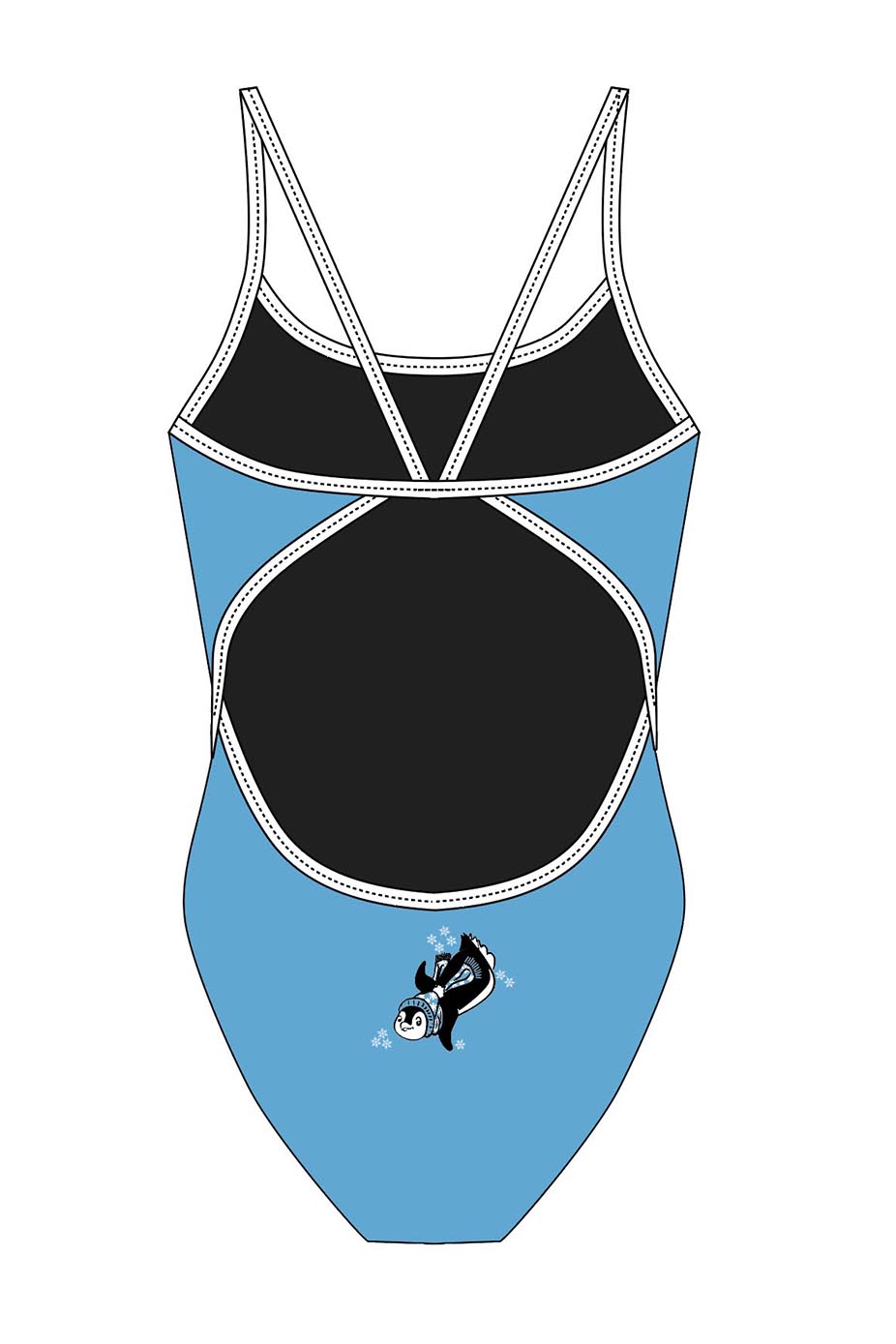 Polar Bear Challenge Adult Female Penguin Thinstrap Swimsuit - Blue image 1