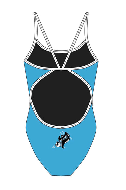 Polar Bear Challenge Adult Female Penguin Thinstrap Swimsuit - Blue image 1