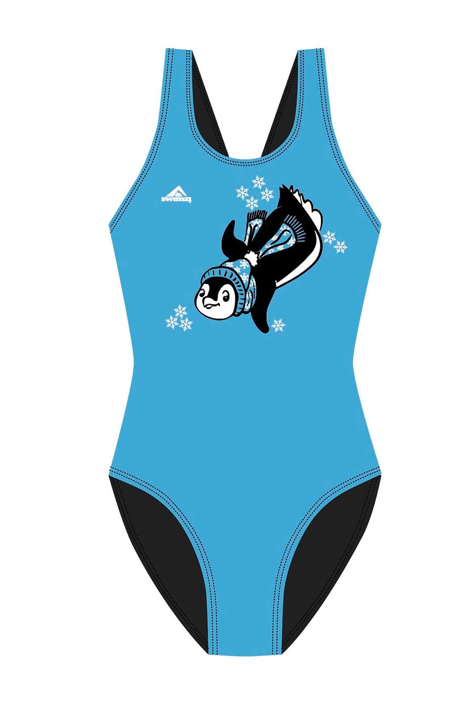 Polar Bear Challenge Adult Female Penguin Broadstrap Swimsuit - Blue image 0