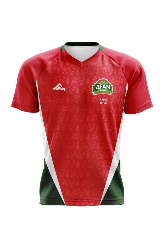 Afan Valley SC Adult Unisex Red Club Shirt - V-Neck image 0