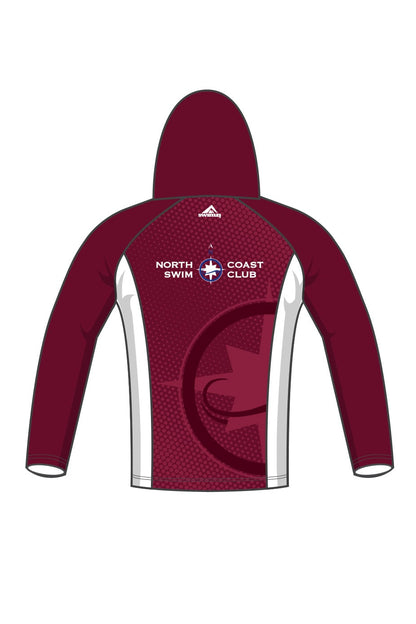 North Coast Swim Club Adult Unisex Zipped Winter Performance Hoodie - Maroon image 1