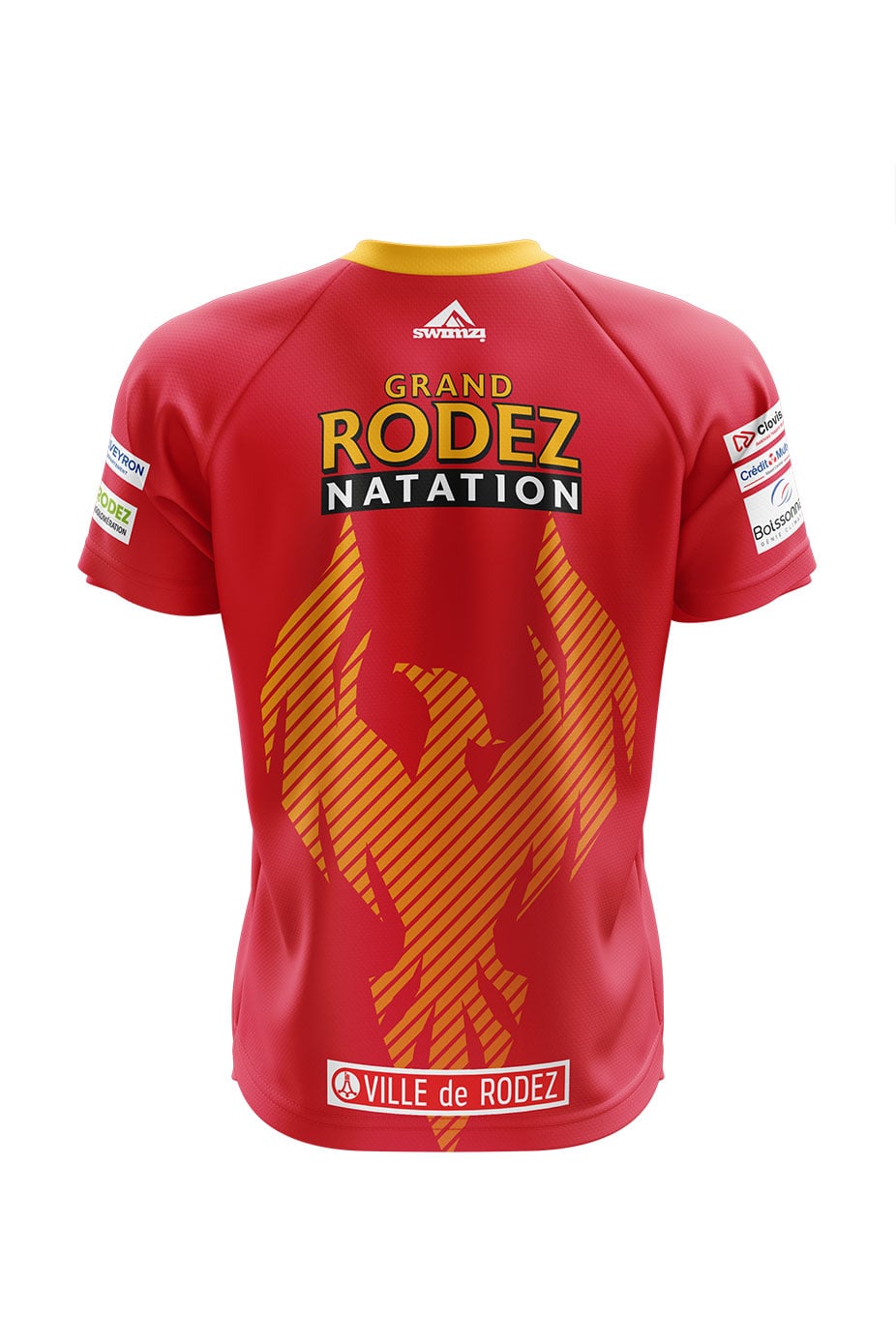 Rodez Natation Adult Unisex Club Shirt - V-Neck - Red image 1