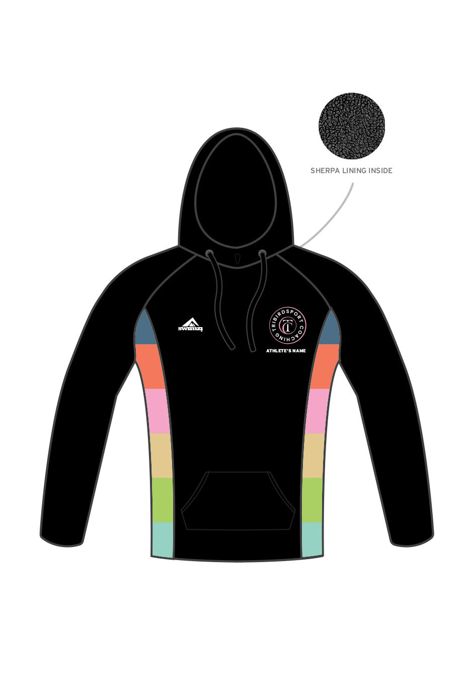 Tribirdsport Coaching Adult Unisex Winter Pullover Performance Hoodie - Black image 0