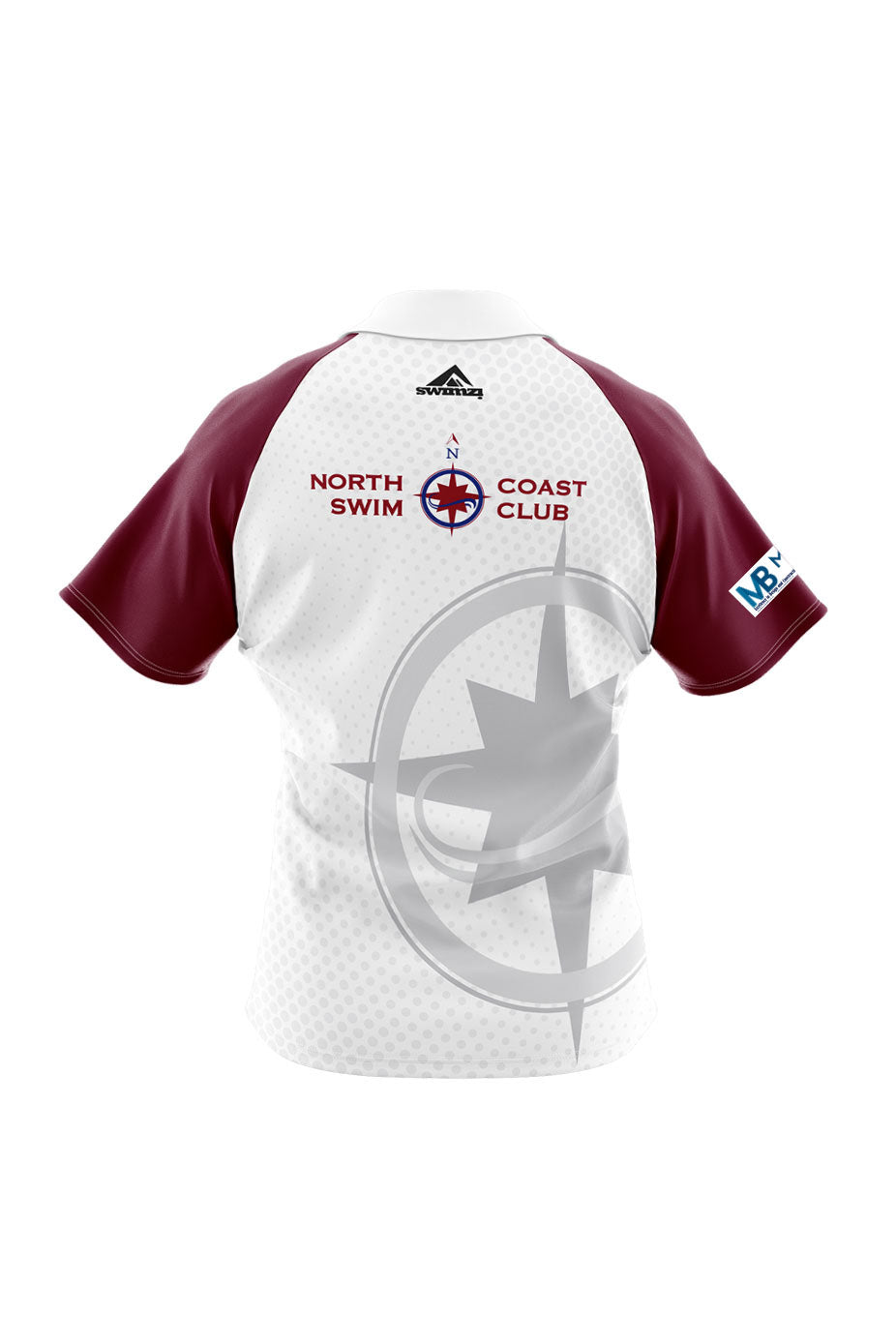 North Coast Swim Club Adult Female Supporters Shirt - Polo Neck - White/Maroon image 1