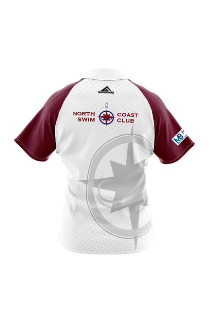 North Coast Swim Club Adult Female Supporters Shirt - Polo Neck - White/Maroon image 1