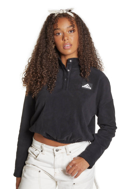 Black Micro Fleece Female Crop Jumper