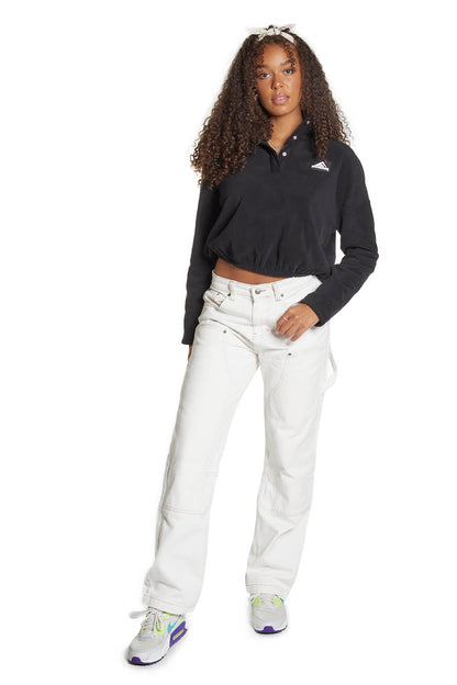 Black Micro Fleece Female Crop Jumper