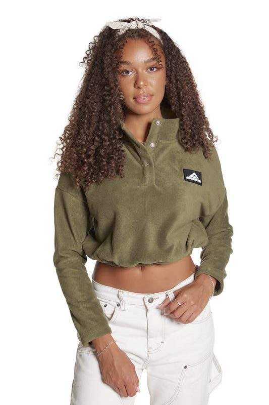 Moss Green Micro Fleece Crop Jumper.