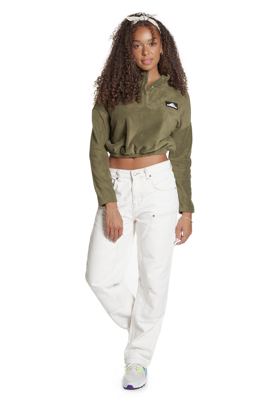 Moss Green Micro Fleece Crop Jumper.