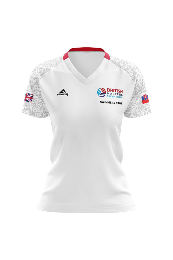 British Masters Swimming Adult Female Club Shirt - V-Neck - White