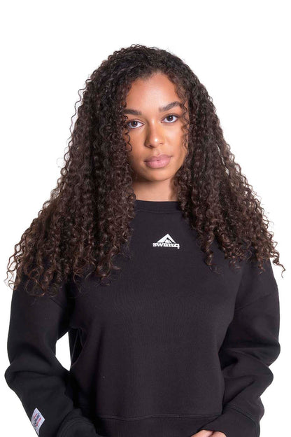 Jet Black Crew Neck Crop Sweat