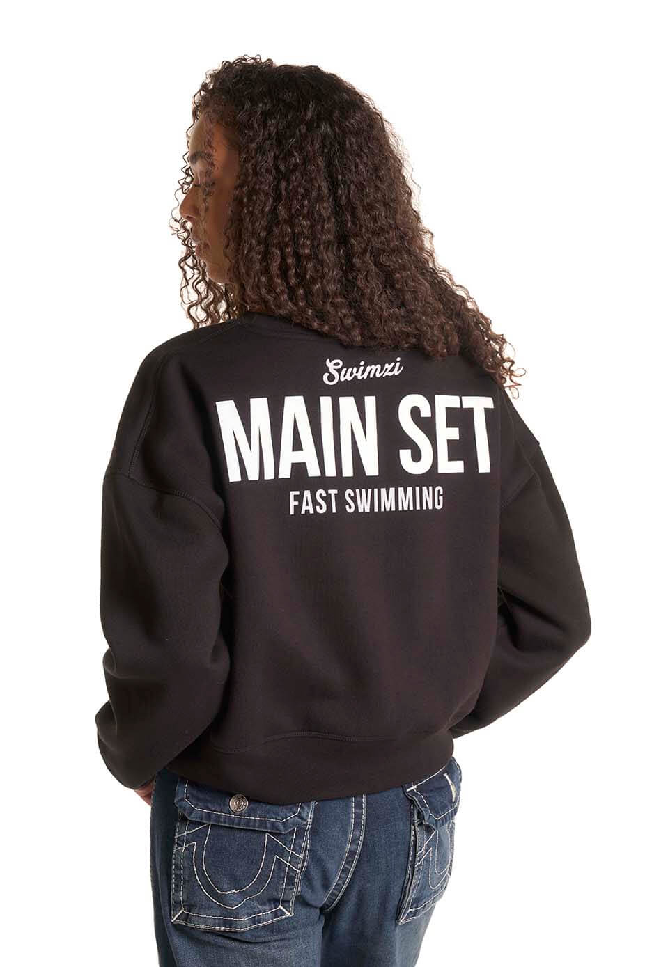 Jet Black Crew Neck Crop Sweat