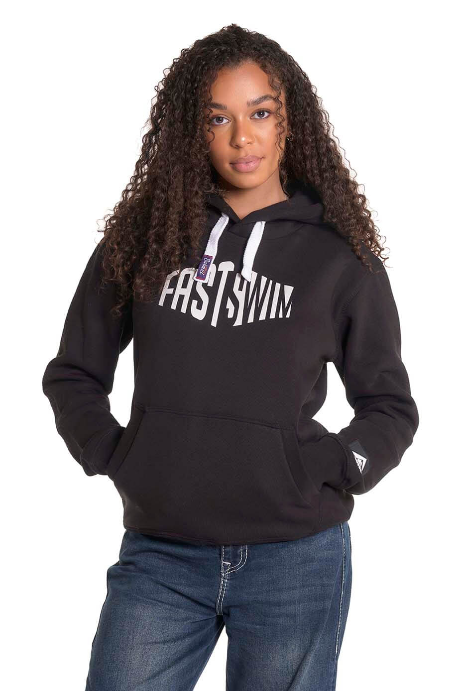 Kids Jet Black Pullover Hoodie - Fastswim