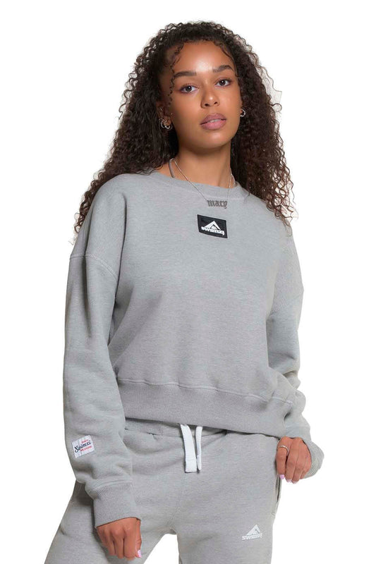 Kids Blizzard Grey Crew Neck Crop Sweat