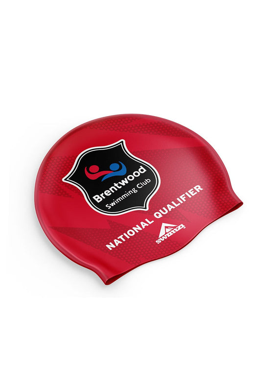 Brentwood SC Unisex Club Swim Cap - Silicone Suede - Red