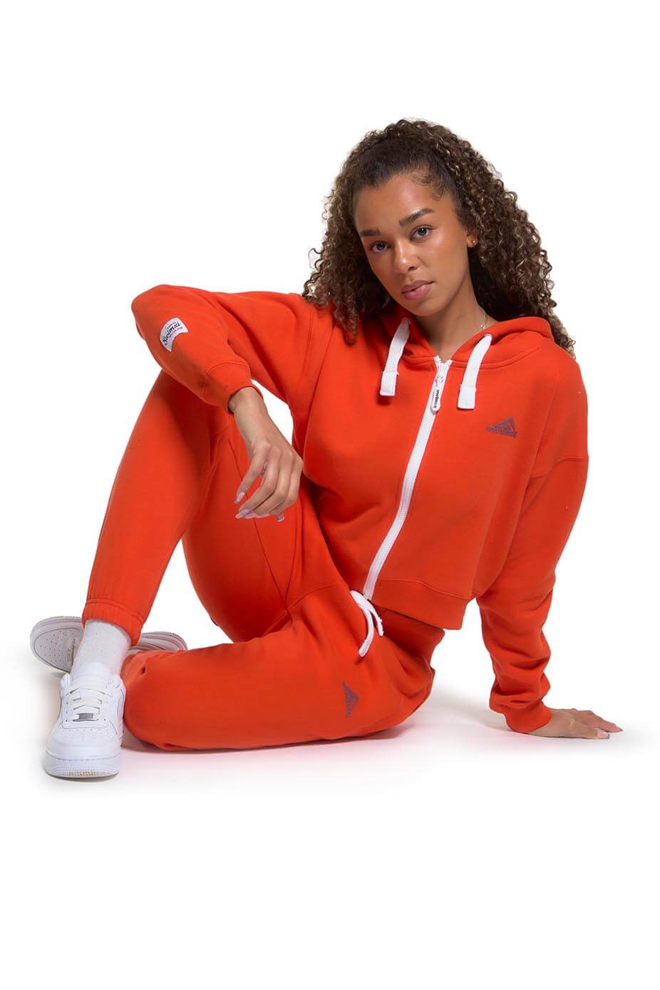 Autumn Orange Zipped Crop Hoodie