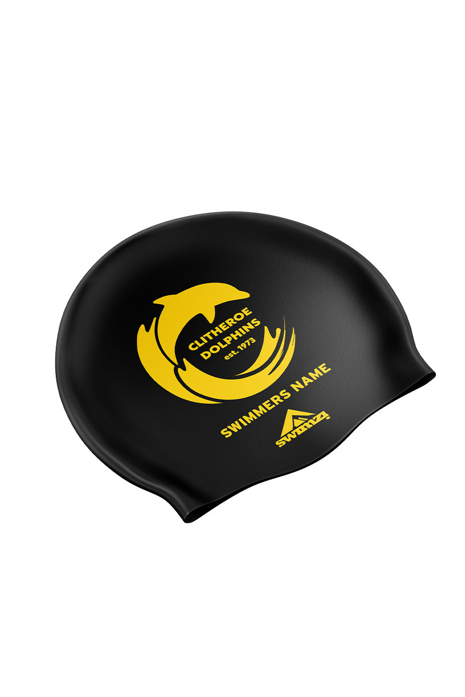 Clitheroe Dolphins SC Unisex Club Swim Cap - Silicone Suede - Black
