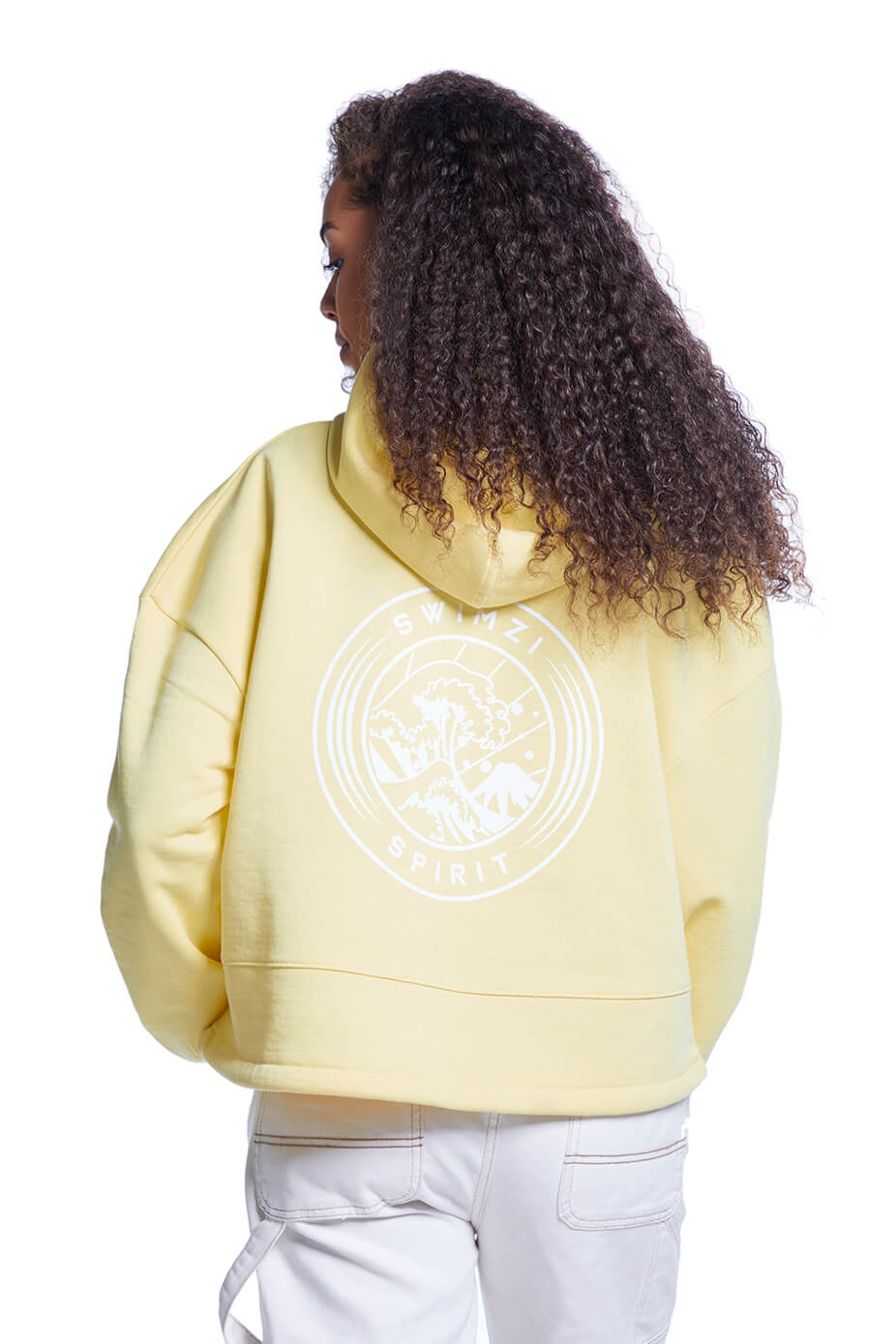Lemon Oversized Cropped Pullover Hoodie