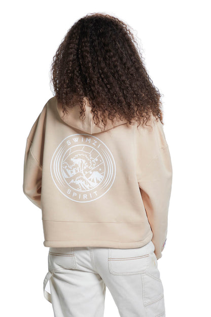 Nude  Oversized Cropped Pullover Hoodie