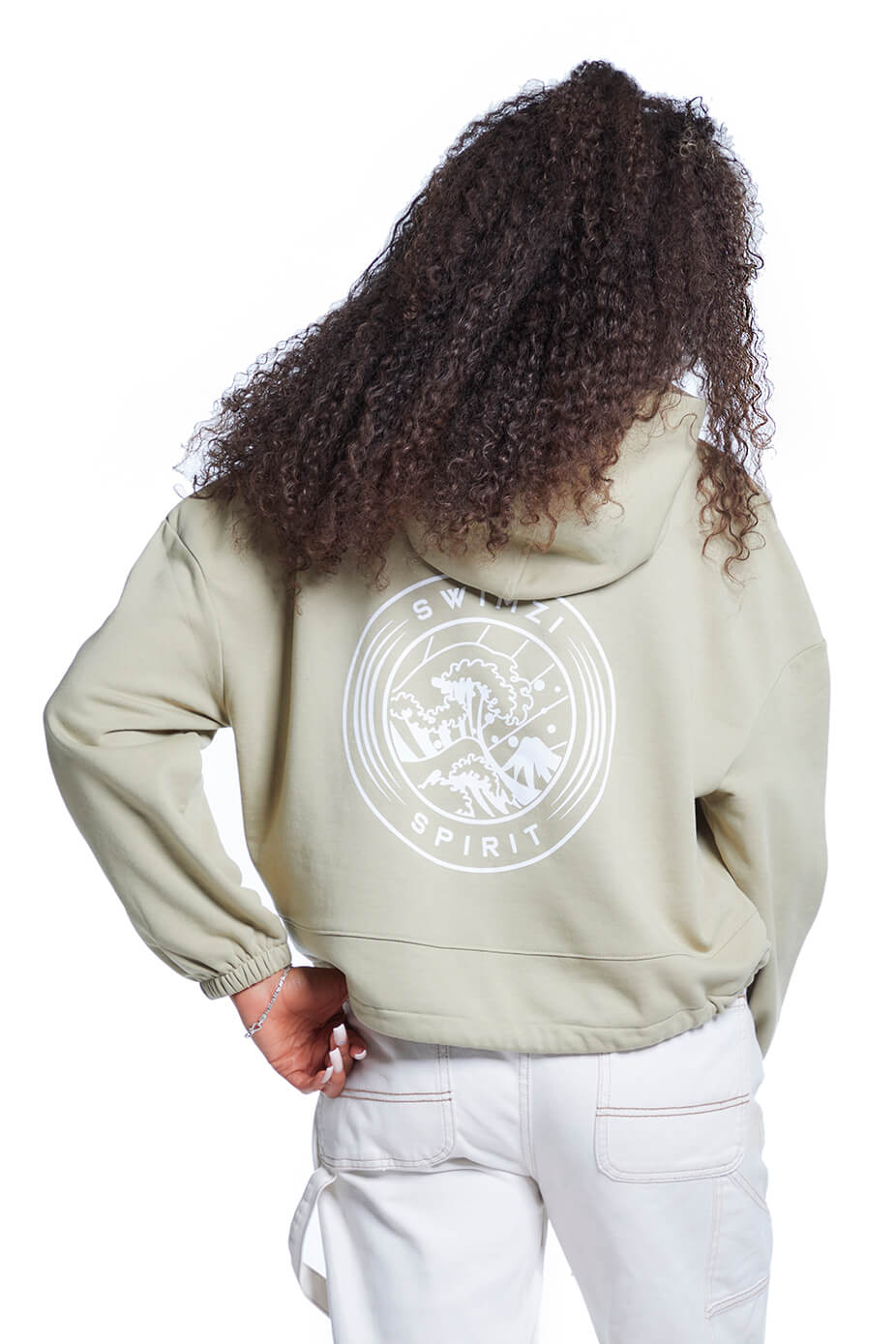 Sage Oversized Cropped Pullover Hoodie
