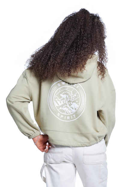 Sage Oversized Cropped Pullover Hoodie