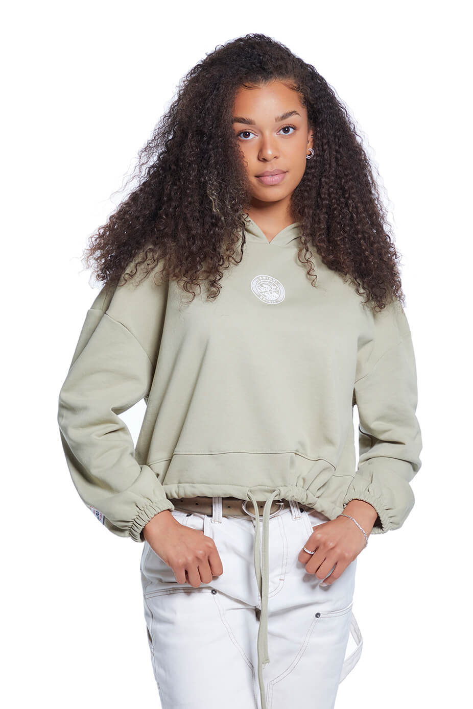 Sage Oversized Cropped Pullover Hoodie