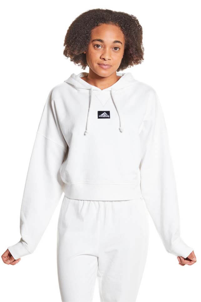 White Cropped Pullover Hoodie