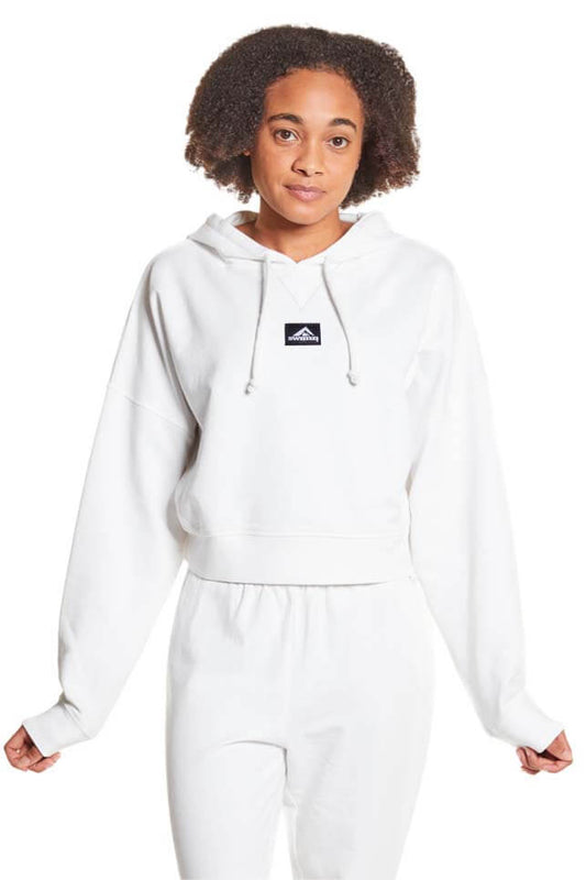 White Cropped Pullover Hoodie
